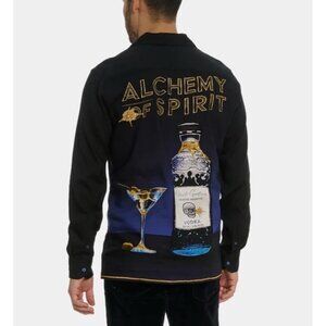 Robert Graham Men’s Ombré Blue Button Up Shirt Spirit Vodka Embroidered S NWT